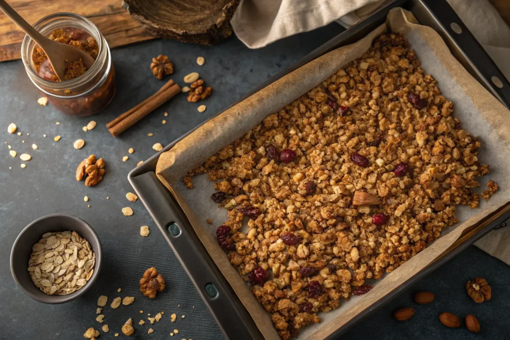Granola maison en cours de cuisson
