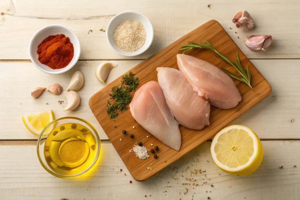 Ingrédients pour une recette poitrine de poulet simple