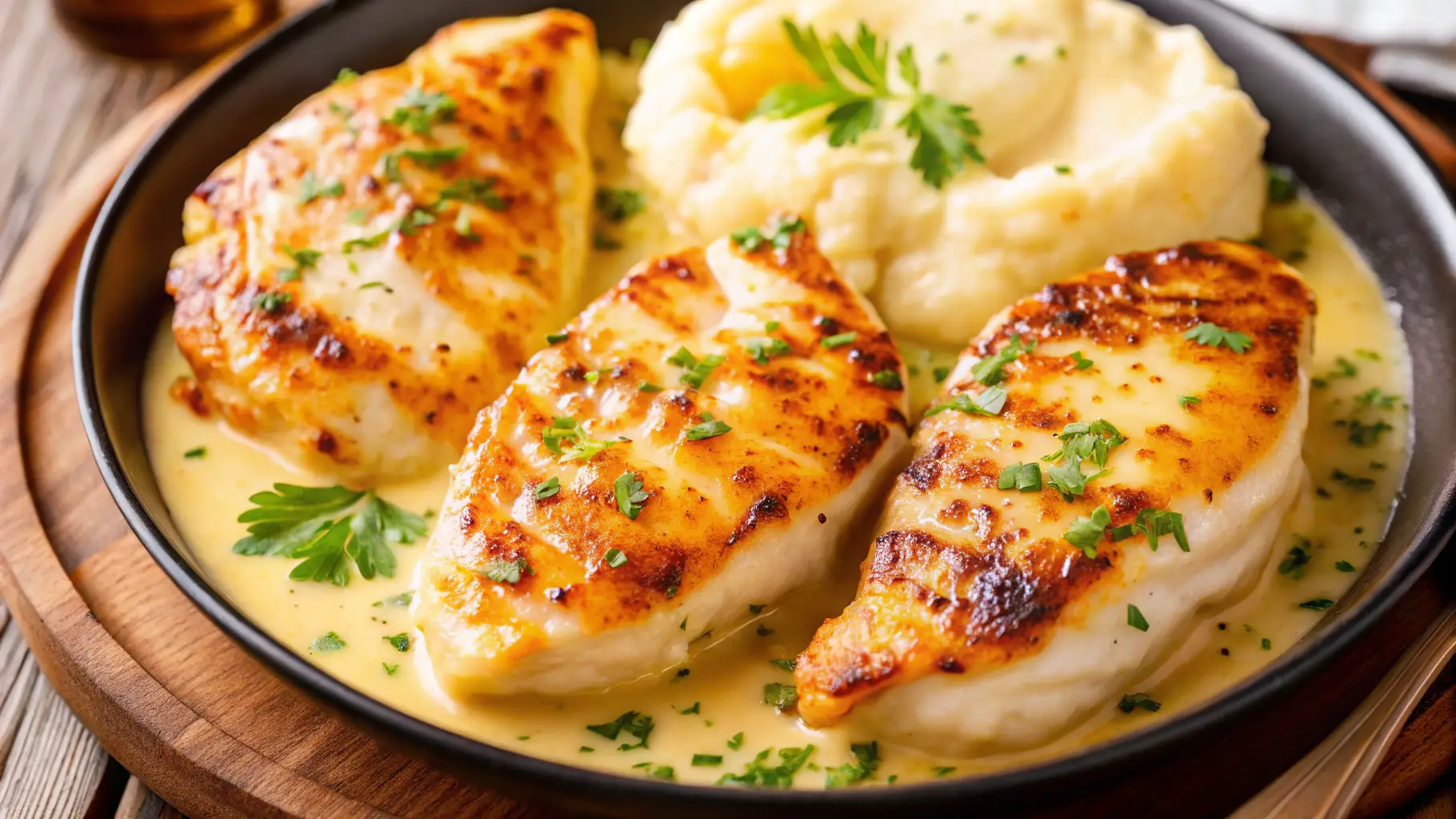 Recette poitrine de poulet grillée avec légumes, présentée dans une assiette vue du dessus