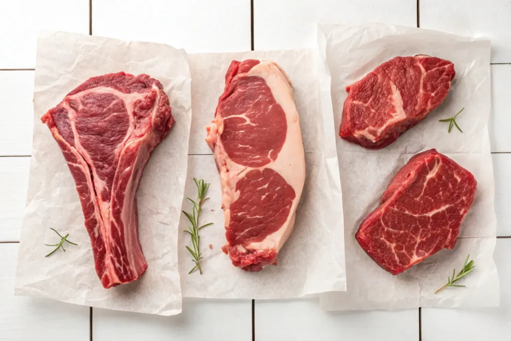 Comparatif visuel entre la palette et autres coupes de bœuf