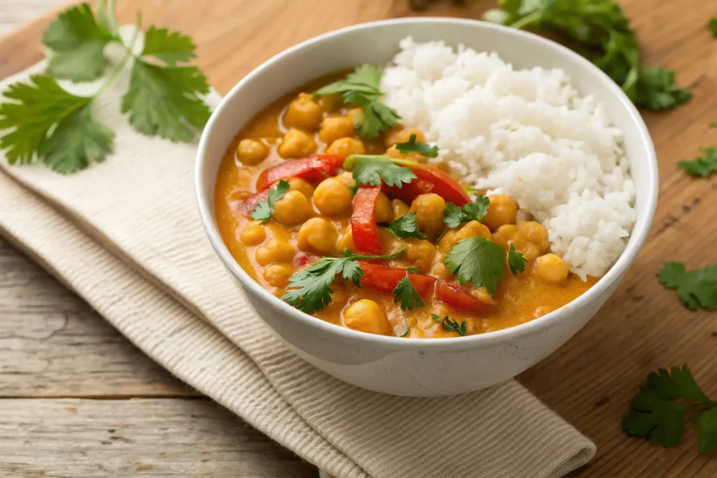 Curry de pois chiches au lait de coco prêt à déguster