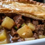 Tourtière traditionnelle du Lac-Saint-Jean dorée à la perfection sortie du four