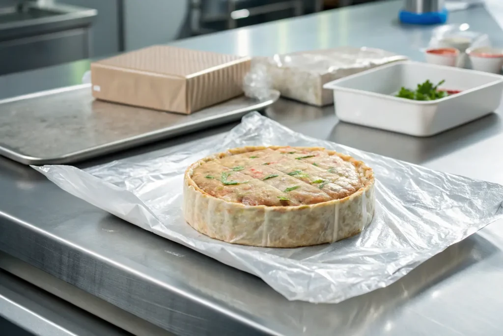 Tourtière du Lac-Saint-Jean emballée pour congélation