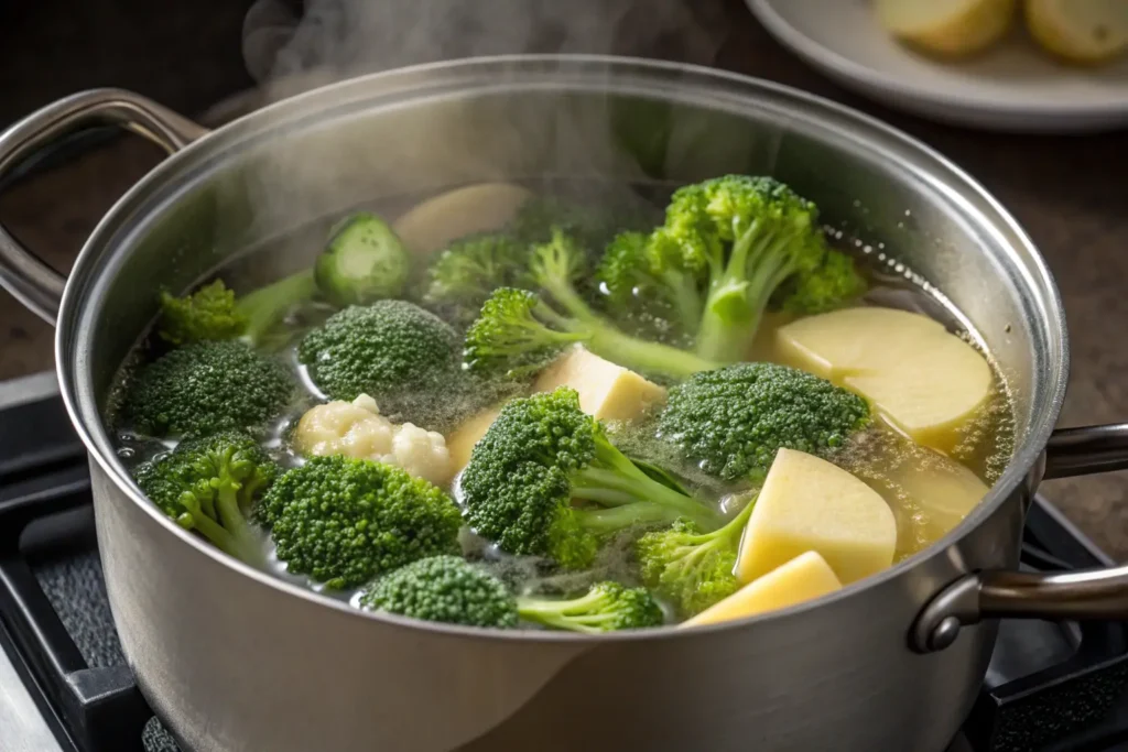 Cuisson du brocoli dans une casserole