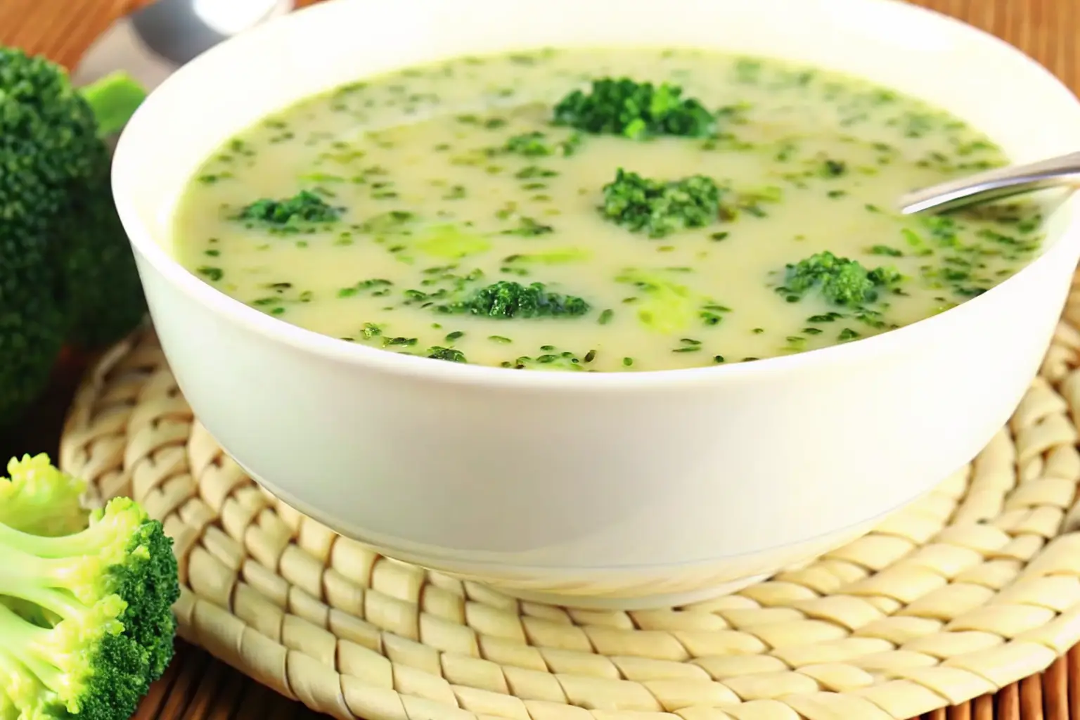 Crème de brocoli maison servie chaude dans un bol