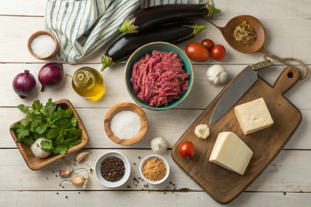 Ingrédients pour la Recette moussaka traditionnelle grecque