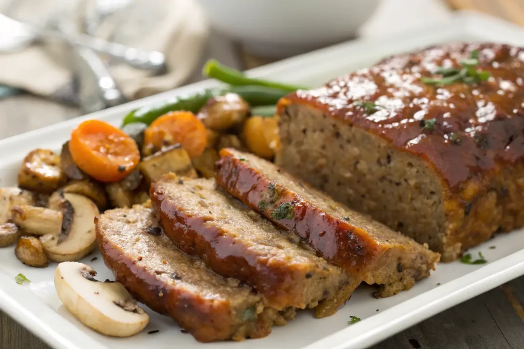 Pain de viande végétarien aux lentilles, champignons et flocons d’avoine