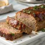 Photo macro d’un pain de viande traditionnel maison, juteux et doré
